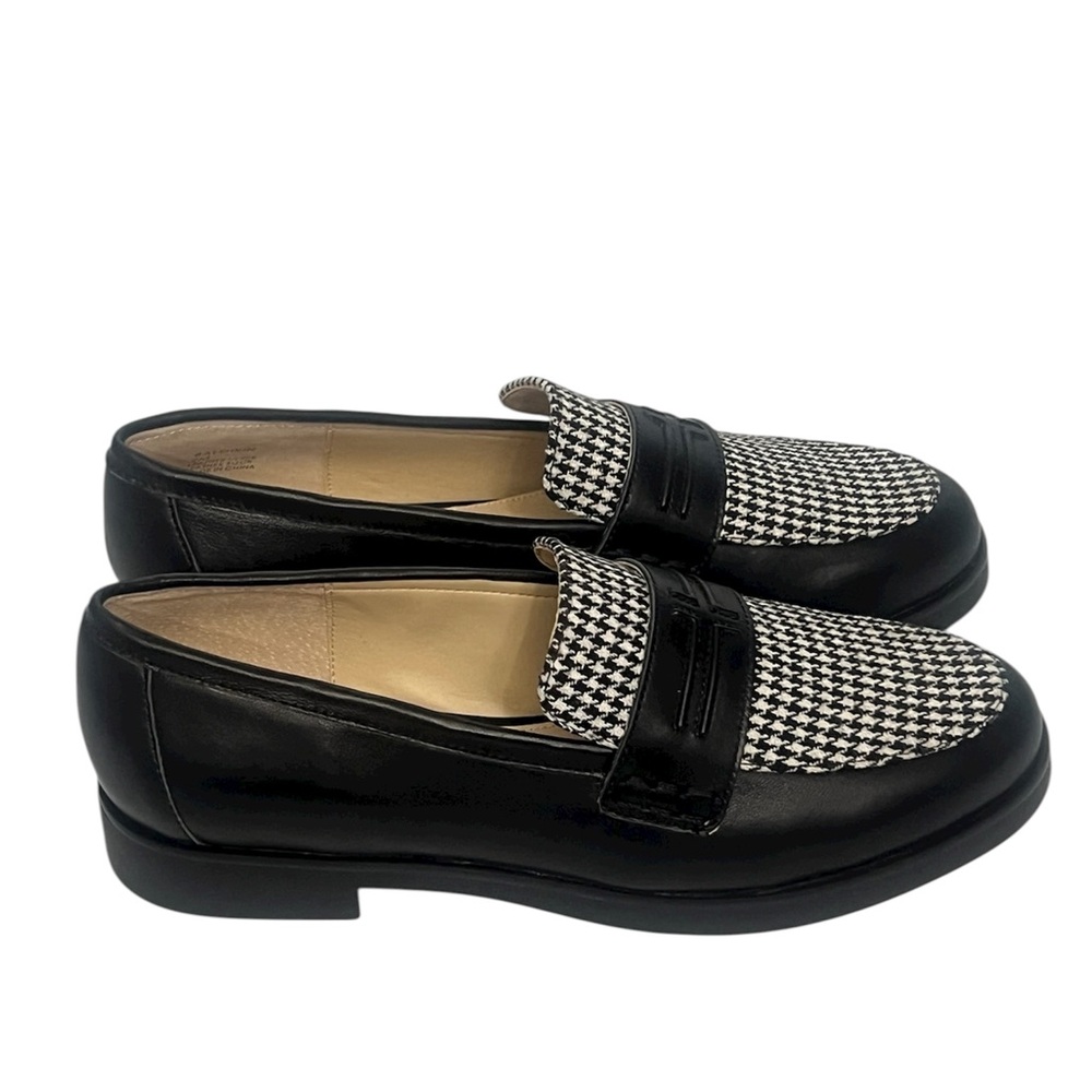 Baldwin Leather Slip On Loafer Black and White Houndstooth Loafers size 9M